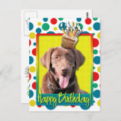 Geburtstagskuchen - Labrador - Schokolade Postkarte (Vorne/Hinten)