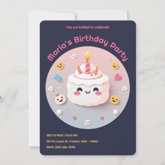 Geburtstagskuchen mit Emojis und Kerzen Einladung