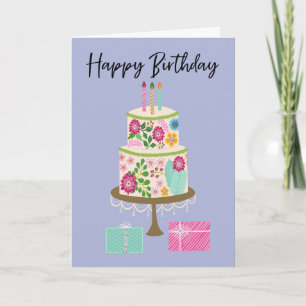 Geburtstagskuchen mit Geschenken Karte