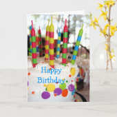 Geburtstagskuchen mit Kerzen Geburtstagskarte Karte (Gelbe Blume)