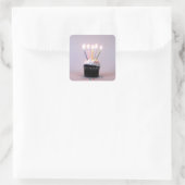 Geburtstagskuchen mit Kerzen Quadratischer Aufkleber (Tasche)