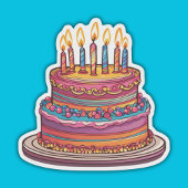 Geburtstagskuchen mit Kerzen wasserdicht Aufkleber