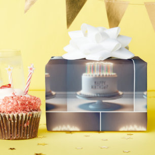 Geburtstagskuchen mit vielen Kerzen Geschenkpapier