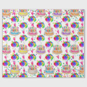 Geburtstagskuchen NAME Balloons Persönliche Alteru Geschenkpapier (Flach)