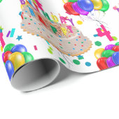 Geburtstagskuchen NAME Balloons Persönliche Alteru Geschenkpapier (Rolleneckpunkt)