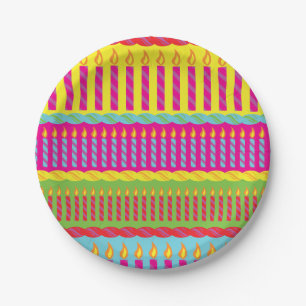 Geburtstagskuchen Niedlich farbig 1. Party Thema Pappteller