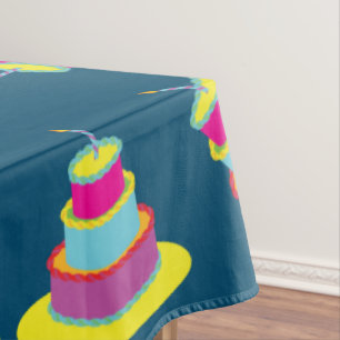 Geburtstagskuchen Niedlich farbig 1. Party Thema Tischdecke