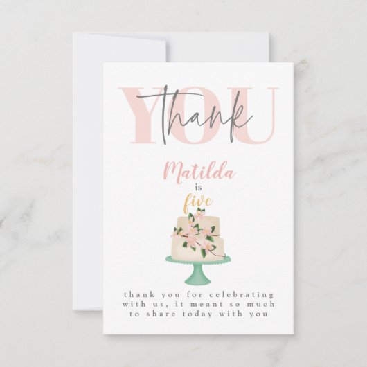 Geburtstagskuchen-Party Dankeskarte (Vorderseite)