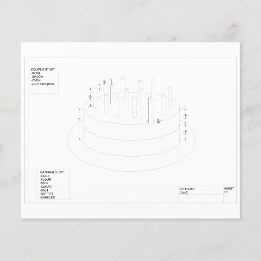 Geburtstagskuchen Party-Karte (Vorderseite)