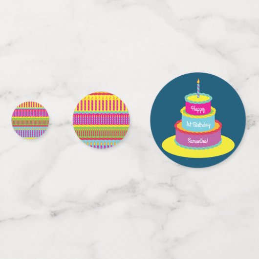 Geburtstagskuchen-Party Konfetti (Rückseiten)