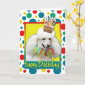 Geburtstagskuchen - Poodle - weiß Karte (Gelbe Blume)