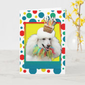 Geburtstagskuchen - Poodle - weiß Karte (Gelbe Blume)