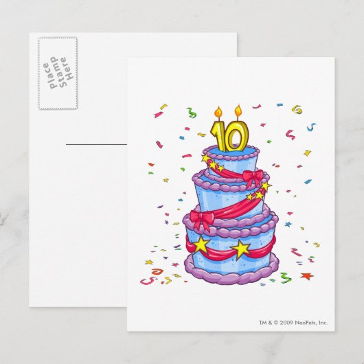 Geburtstagskuchen Postkarte (Vorne/Hinten)