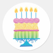 Geburtstagskuchen-Rundkleber Runder Aufkleber (Vorderseite)