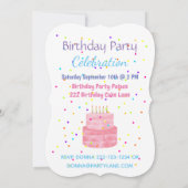 Geburtstagskuchen und Kerzen laden ein Einladung (Rückseite)