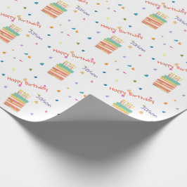 Geburtstagskuchen und Konfetti-Papier für kundensp Geschenkpapier
