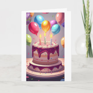 Geburtstagskuchen und Luftballons Karte