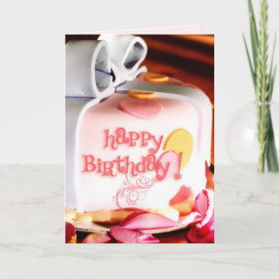 Geburtstagskuchen und Rose Petals Card Karte