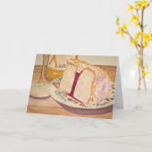 Geburtstagskuchen und Wein Karte (Gelbe Blume)