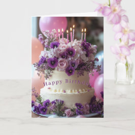 Geburtstagskuchen Violette Stiefmütterchen Hydrang Karte