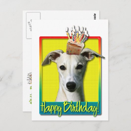 Geburtstagskuchen - Whippet Postkarte (Vorne/Hinten)