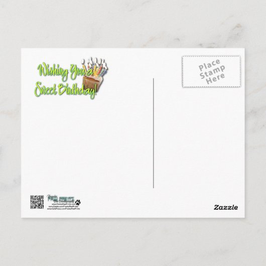 Geburtstagskuchen - Whippet Postkarte (Rückseite)