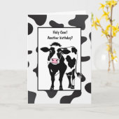 Geburtstagskuh Cartoon Karte (Gelbe Blume)