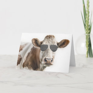 Geburtstagskuh Hereford mit Sonnenbrille Karte