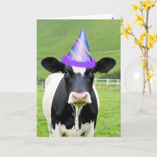 Geburtstagskuh in Weide Karte (Gelbe Blume)