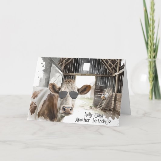 Geburtstagskuh mit Aviator-Sonnenbrille Karte (Vorderseite)
