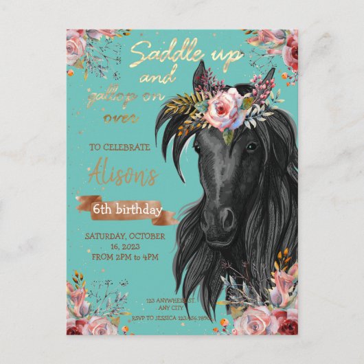 Geburtstagskuhmädchen Pony Postkarte (Vorderseite)