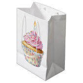 Geburtstagskupcake Geschenktasche Mittlere Geschenktüte (Vorderseite Schrägansicht)