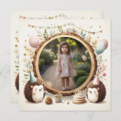 Geburtstagsladen Igel Rahmen für Foto Einladung (Vorne/Hinten)