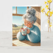 GeburtstagsLady Drink Morgenkaffee Karte (Gelbe Blume)