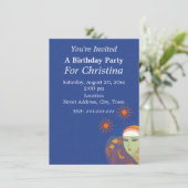 GeburtstagsLady Hinter Fishbowl Goldfish Sun Einladung (Stehend Vorderseite)