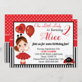 GeburtstagsLadybug Einladung mit Niedlichem kleine (Vorne/Hinten)