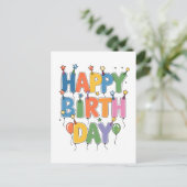 Geburtstagsluftballons Postkarte (Stehend Vorderseite)
