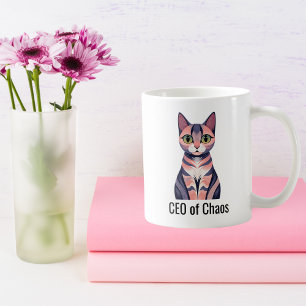 Geburtstagslustige Katze „CEO des Chaos“ Katzenmut Kaffeetasse