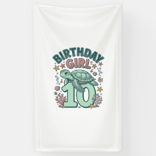Geburtstagsmädchen 10 Meeresschildkröte Vintage-St Banner