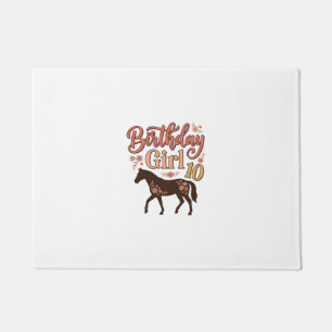 Geburtstagsmädchen 10 Pferde Floral Vektor Design_ Fußmatte