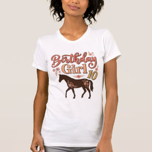 Geburtstagsmädchen 10 Pferde Floral Vektor Design_ T-Shirt