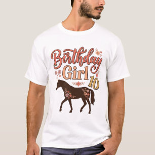Geburtstagsmädchen 10 Pferde Floral Vektor Design_ T-Shirt