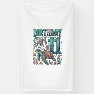 Geburtstagsmädchen 11 Meeresschildkröte Vintage-St Banner