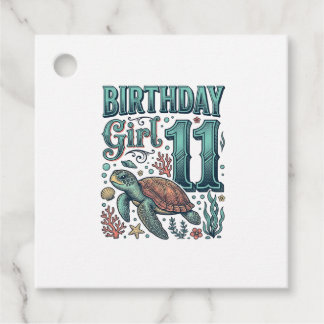 Geburtstagsmädchen 11 Meeresschildkröte Vintage-St Geschenkanhänger