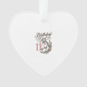 Geburtstagsmädchen 11 Pferd Floral Vintage-Shirt-D Ornament