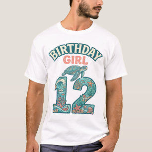 Geburtstagsmädchen 12 Meeresschildkröte Ozean Vint T-Shirt