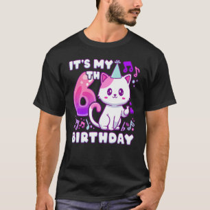Geburtstagsmädchen 6 Jahre alt, K-Pop Kätzchen mit T-Shirt