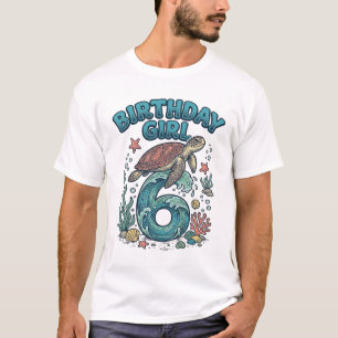 Geburtstagsmädchen 6 Meeresschildkröte Vintage-Par T-Shirt