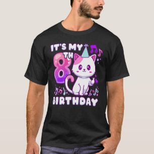 Geburtstagsmädchen 8 Jahre alt, K-Pop Kätzchen mit T-Shirt