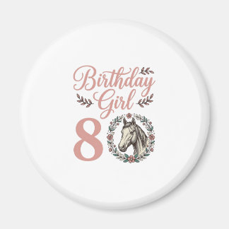 Geburtstagsmädchen 8 Pferd Floral Vintage-Shirt-De Magnet